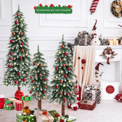Pre-Lit Snowy Slim Christmas Trees Set of 3, 3 FT 4 FT and 5 FT with 300 Warm White LEDs