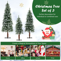Pre-Lit Snowy Slim Christmas Trees Set of 3, 3 FT 4 FT and 5 FT with 300 Warm White LEDs