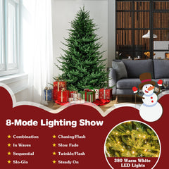 7 FT Pre-Lit Christmas Tree, PE and PVC Mixed Tips with 8 Lighting Modes