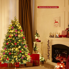 5 FT Pre-Lit Snowy Christmas Tree, 581 Hinged Tips, 250 Two Colour LEDs and 11 Flash Modes