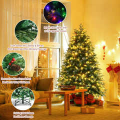 5 FT Pre-Lit Snowy Christmas Tree, 581 Hinged Tips, 250 Two Colour LEDs and 11 Flash Modes