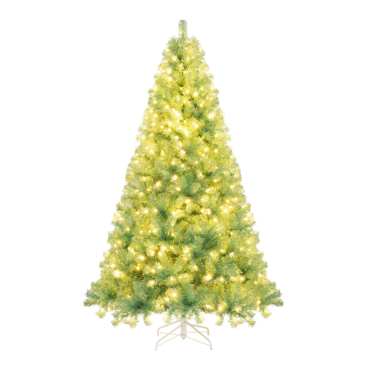 7.5 FT Pre-Lit Tinsel Christmas Tree in Fruit Green, 1300 Tips and 550 Warm White LEDs