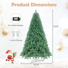 7.5 FT Pre-Lit Tinsel Christmas Tree in Fruit Green, 1300 Tips and 550 Warm White LEDs