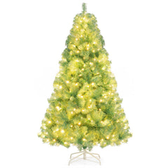 6 FT Pre-Lit Tinsel Christmas Tree in Fruit Green, 688 Tips and 250 Warm White LEDs