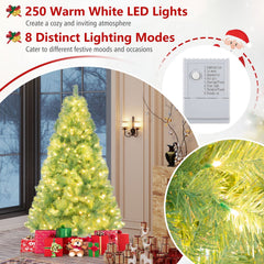 6 FT Pre-Lit Tinsel Christmas Tree in Fruit Green, 688 Tips and 250 Warm White LEDs