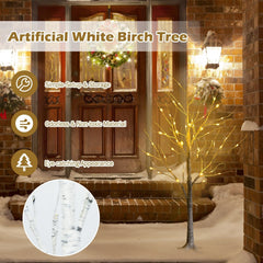 4 FT Pre-Lit White Birch Twig Tree with 48 Warm White LEDs, Bendable Branches