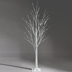 4 FT Pre-Lit White Birch Twig Tree with 48 Warm White LEDs, Bendable Branches