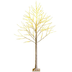 6 FT Pre-Lit White Birch Twig Tree with 96 Warm White LEDs, Bendable Branches