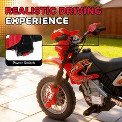 6V Kid Electric Ride On Motorcycle Powered Dirt Bike Battery Scooter For 3-6 Year Old Kids Toddlers W/ Training Wheels Red