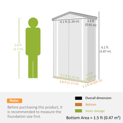 Outdoor Storage Shed Apex Roof Metal Garden Shed with Shelf for Backyard, Light Grey