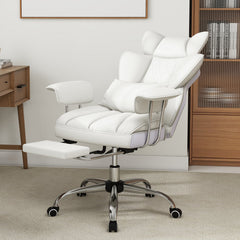 PU Leather Home Office Chair 400 lbs High Back Executive Chair-White