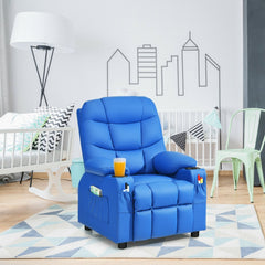 Kids Recliner Chair with Cup Holders and Footrest, Blue