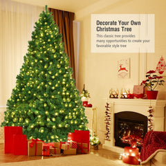8 FT Pre-Lit Artificial Christmas Tree with 1438 PVC Tips, 430 Warm White LEDs and Iron Stand