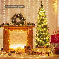 6 FT Slim Pencil Christmas Tree, 2.1 FT Wide, 400 PVC Tips with Folding Iron Base, Unlit