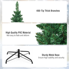 6 FT Slim Pencil Christmas Tree, 2.1 FT Wide, 400 PVC Tips with Folding Iron Base, Unlit