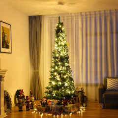 7 FT Slim Pencil Christmas Tree, 2.5 FT Wide, 700 PVC Tips with Folding Iron Base, Unlit