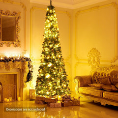 9 FT Slim Pencil Christmas Tree, 3.3 FT Wide, 1500 PVC Tips with Folding Metal Base, Unlit