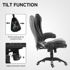 Reclining Massage Office Chair, Executive Office Chair with High Back, Swivel Wheels, Black