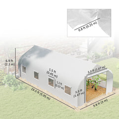 20x10x7ft Walk-in Steeple Greenhouse Outdoor Backyard Plant Seed Growth Shed Tunnel Warm House with 2 Anchor Way Green