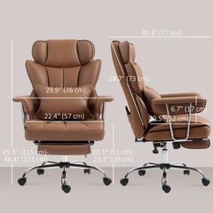 400LBS Massage Office Chair, Executive Office Chair with 6-Point Vibration, Footrest and Lumbar Support, Black