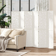 4 Panel Room Divider, 5.6 FT Lightweight Folding Privacy Screen with Geometric Pattern for Living Room, Bedroom, Black
