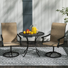 Outdoor Swivel Dining Chairs Set of 2, High Back Swivel Chairs with All Weather Mesh for Deck, Backyard, Poolside, White