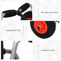 Kayak Cart Dolly with Flat-Free Wheels and Aluminum Frame for Kayaks, Canoes, Paddleboards, Folding Design, Silver