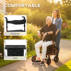 Foldable Rollator Walker with Seat for Seniors, Lightweight Rolling Walker with Adjustable Handles, Green