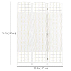 4 Panel Folding Room Divider, Portable Privacy Screen, Wave Fiber Room Partition for Home Office, Black