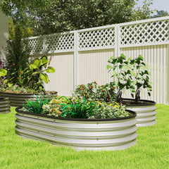 2Pcs Galvanized Raised Garden Bed, 4 x 3 x 1 ft Modular Metal Garden Beds with Rubber Strip Edging, Silver