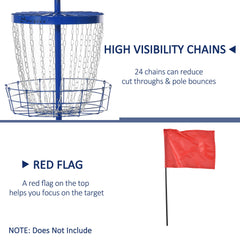 24-Chain Portable Practice Basket for Disc Golf Target Stand Easy Assembly & Lightweight Basket w/ Carry Bag Deep Blue