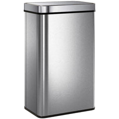 13.2 Gallon Sensor Can, Automatic Garbage Can with Soft-Close Lid, Fingerprint-Proof Stainless Steel, Silver