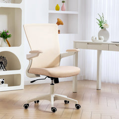 Ergonomic Office Chair, Swivel Desk Chair with Adjustable Lumbar Support, Headrest and Height, Flip-up Armrests, Beige