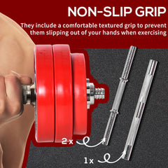 66lbs 2-In-1 Dumbbell & Barbell Adjustable Set Strength Muscle Exercise Fitness Plate Bar Clamp Rod Home Gym Sports Area