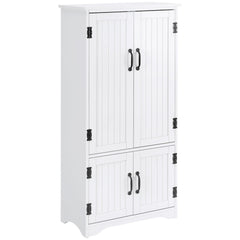 48" 4-Door Storage Cabinet Multi-Storey Large Space Pantry with Adjustable Shelves Black