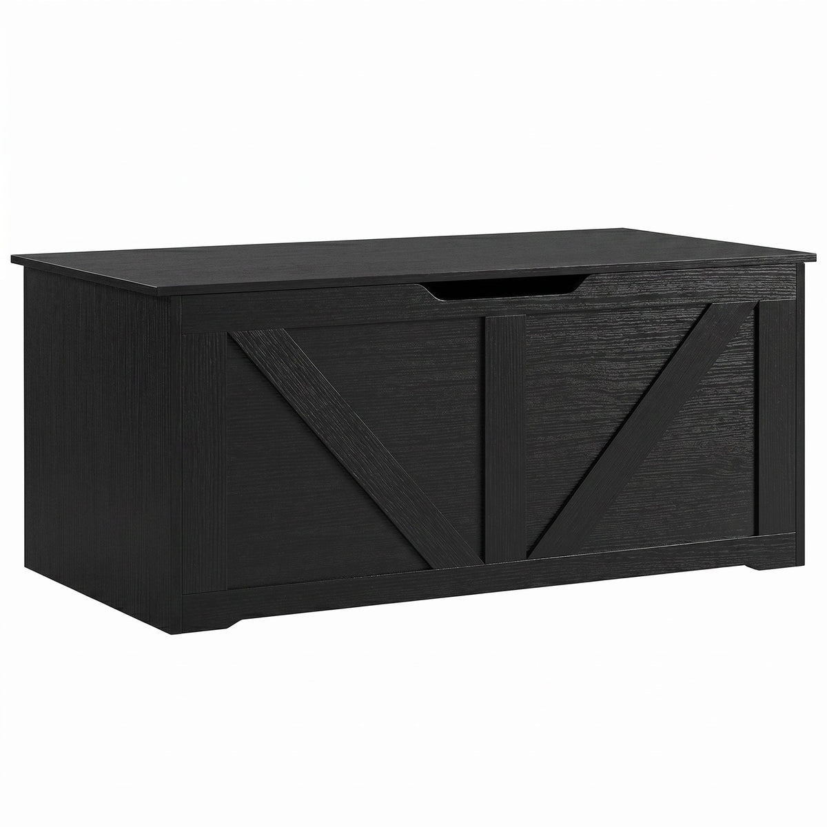 39.4 Inches Storage Chest, Storage Trunk with 2 Safety Hinges for Living Room, White Wood Grain