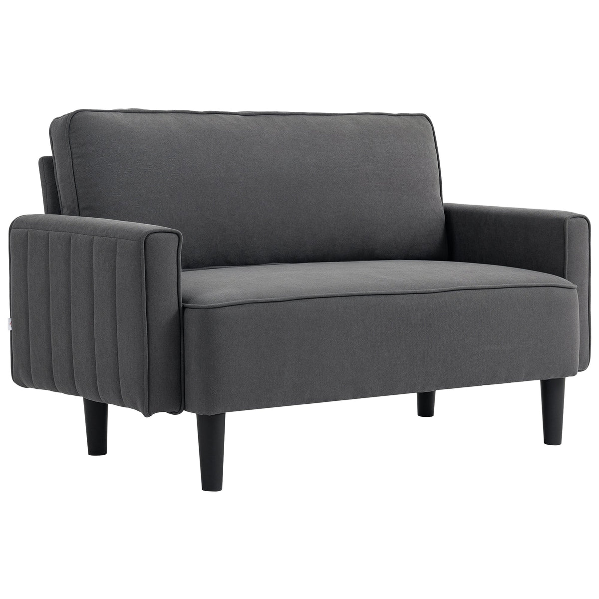 Loveseat Sofa, Linen 2 Seater Sofa Couch with Thick Padded Seat & Backrest for Living Room, Home Office, Dark Grey