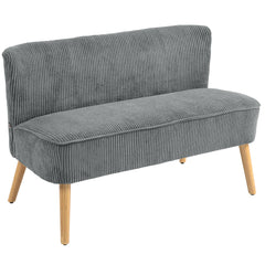 Modern 2 Seater Sofa, Upholstered Two Seater Couch with Rubber Wood Legs, Cream White