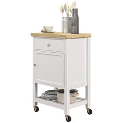 Kitchen Cart on Wheels, Rolling Kitchen Island Cart with Wood Top, Towel Rack, Drawer and Shelf for Dining Area, Grey