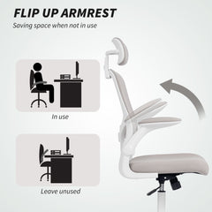 Ergonomic Office Chair, Mesh Desk Chair with Adjustable Headrest, Lumbar Support and Height, Flip-Up Armrests, Black