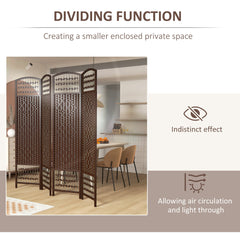 4 Panel Folding Room Divider, Portable Privacy Screen, Wave Fiber Room Partition for Home Office, Black
