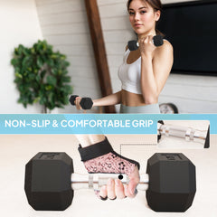 100 LBS Hex Dumbbell Set with Rack, Rubber Coated Weights with Non-Slip Handles for Home Gym Strength Training