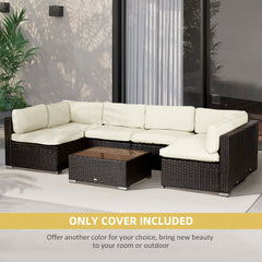 Outdoor 14pc Patio Rattan Sofa Set Cushion Polyester Cover Replacement Set - No Cushion Included Beige