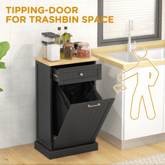 Kitchen Tilt Out Trash Bin Cabinet, Free Standing Recycling Cabinet, Trash Can Holder with Drawer, White
