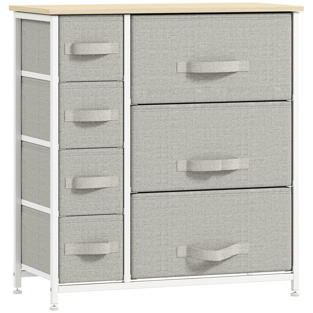 Dresser with 7 Drawers, Chest of Drawers with Metal Frame, Fabric Dresser for Living Room, Light Grey