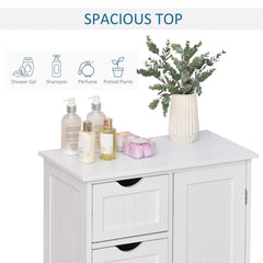 Bathroom Storage Cabinet, Floor Cabinet with Adjustable Shelf and 4 Drawers, Side Cabinet for Washroom, White