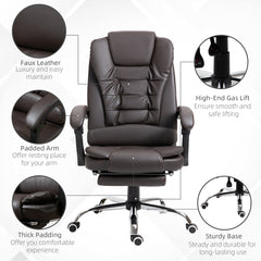 Ergonomic Office Chair with Back Support, PU leather Executive Office Chair with High Back, Retractable Footrest, Black