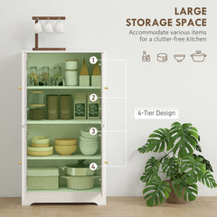 43" Kitchen Pantry Cabinet, Freestanding Modern Storage Cabinet with 4 Arched Doors and 2 Adjustable Shelves, White