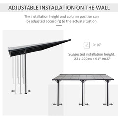 Outdoor Pergola with Adjustable Height, 14ft x 10ft Outdoor Hardtop Pergola Gazebo, Restaurants & Homes, Grey