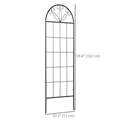 Metal Garden Trellis Pack of 2 for Climbing Plants, Arched Grid Trellis Panels, 20" x 60", Black